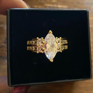 Elegant gold over silver Marquis Women's Ring